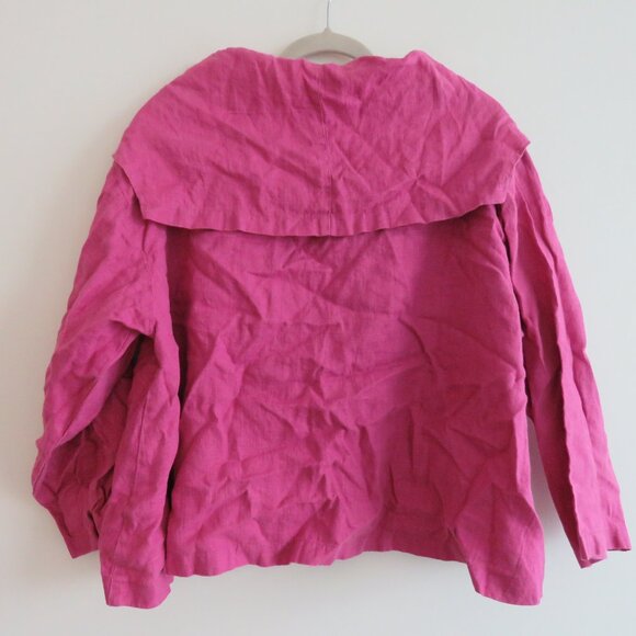 VINTAGE ITEMZ CHRIS BAUMGARTNER 100% Linen Cropped Button Top Pink Lagenlook - Picture 9 of 15